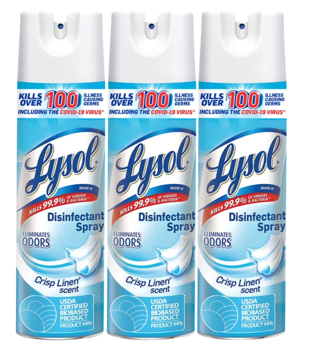 Lysol Disinfectant Spray, Crisp Linen, 19 oz, 3-count