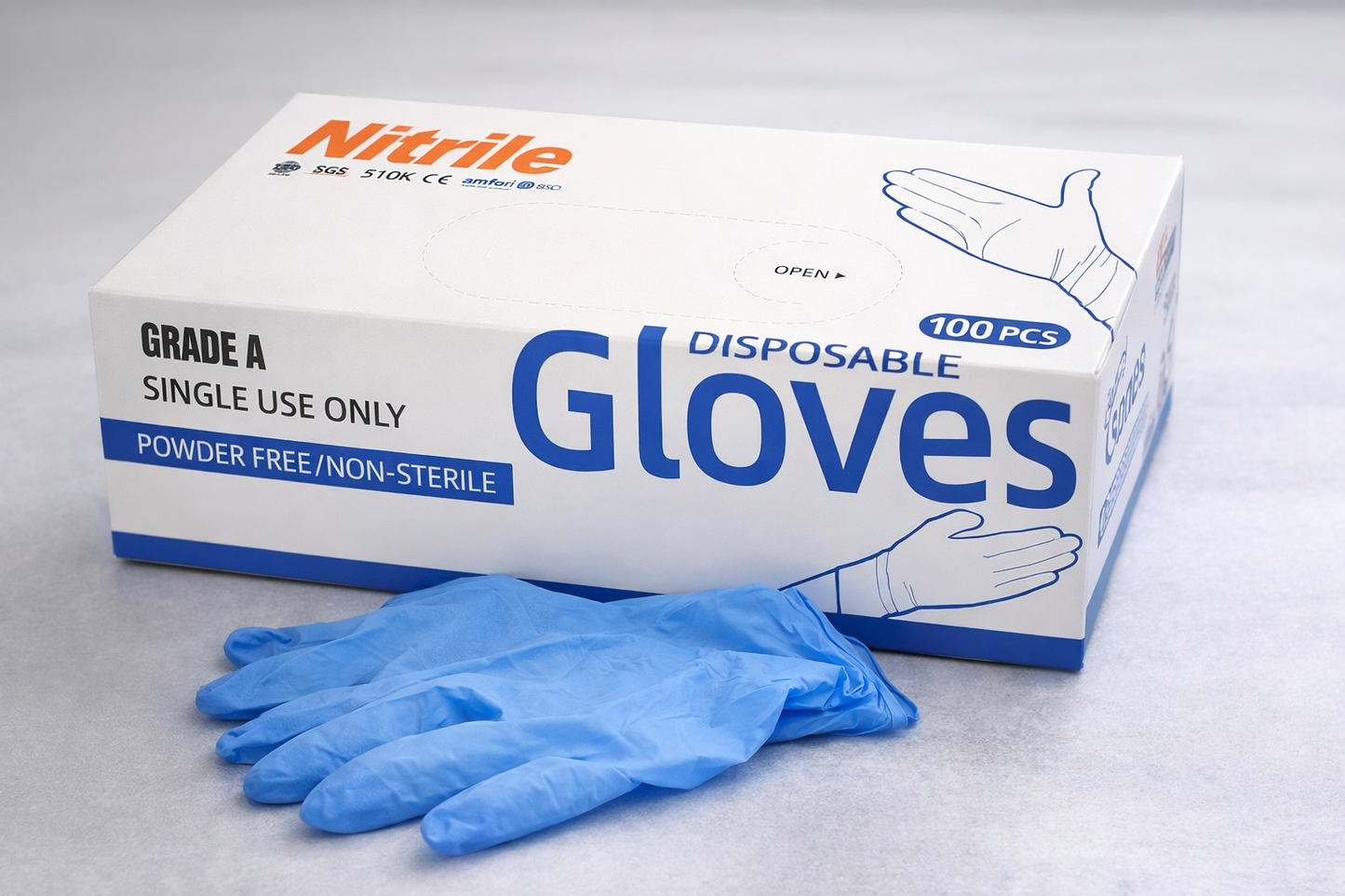 Nitrile Disposable Gloves 10 Boxes– Powder Free (1000 PCS, Grade A)