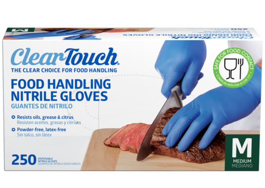 Clear-Touch Food Handling Nitrile Gloves, Large, Blue, 500 ct